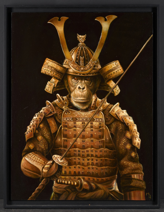 Samurai Tokugawa, Oil on Canvas, 66 x 87 cm, Framed, Signed Marc Le Rest and Dated 2019 by Artista Sconosciuto