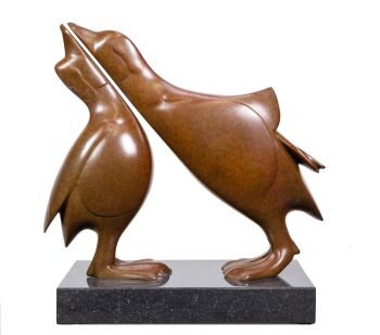 Twee Mandarijneenden no. 2 by Evert den Hartog