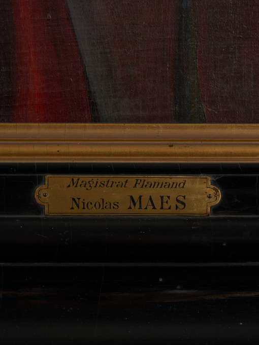 17th C Portrait of a Gentleman labelled "magistrat flamand Nicolas Maes" ,Oil on Canvas (marouflage),original frame. by Nicolas Maes