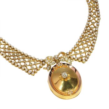 Victorian Diamond Collar: A Luxurious Gold and Pearl-Set Masterpiece by Unknown artist