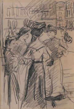 Naaisters op de Place Vendôme in Parijs by Jozef Israels