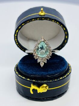 Paraiba Tourmaline Diamonds 18K White Gold Cocktail Ring by Its My Gemme