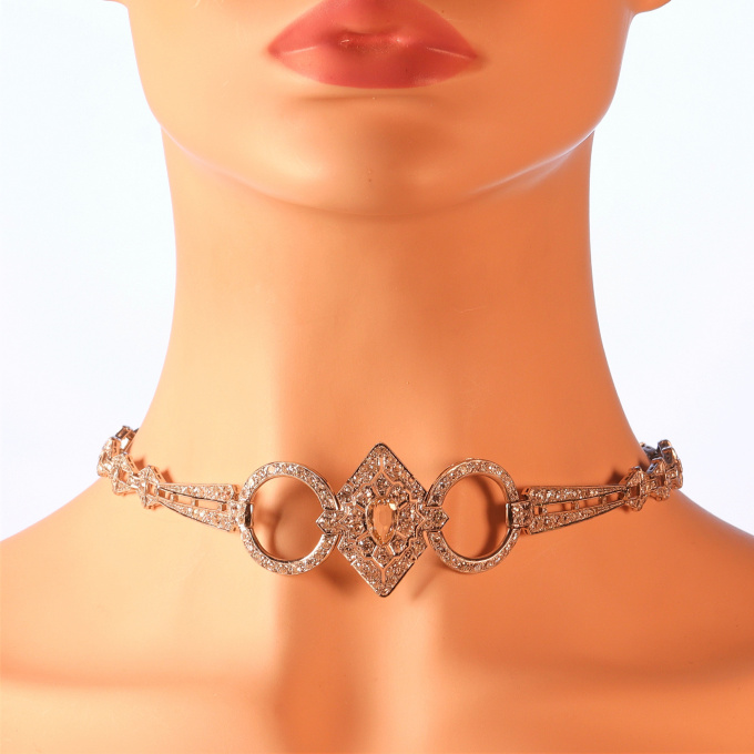 Vintage 1920's Art Deco diamond dog collar necklace by Artiste Inconnu