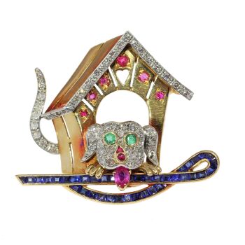 Whimsical Dog Brooch, Circa 1950 – A Mid-Century Collector’s Delight by Unbekannter Künstler