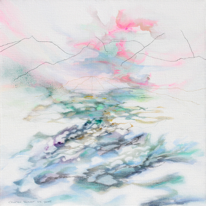#550 80 x 80 cm | gemengde techniek op linnen by Charlot Terhaar sive Droste