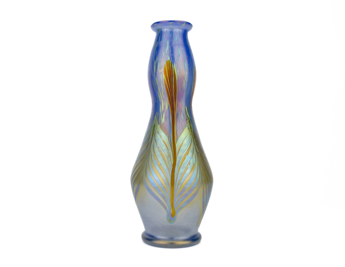 Johann Loetz Witwe – Phänomen Genre vaas in blauw opaal – 1902 by Johann Loetz (Lötz) Witwe Klostermühle