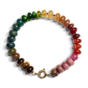 Pink Sapphire and Opal 14K Yellow Gold Bracelet by Its My Gemme