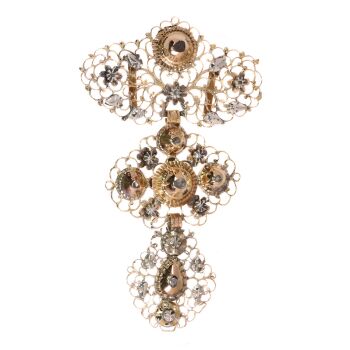 Georgian Belgian gold diamond à la Jeannette pendant by Artista Sconosciuto