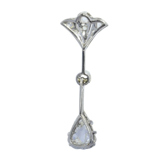 Vintage 1920's Art Deco diamond pendant with large rose cut diamond pear shape by Artista Sconosciuto