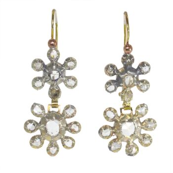 Vintage antique Victorian rose cut diamond pendent earrings by Unbekannter Künstler