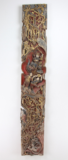Two large Chinese carved wooden architectural wall panels, Qing dynasty, 19th century by Artista Desconocido