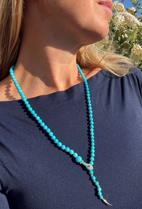 Emerald & Turquoise Serpent Necklace by Its My Gemme