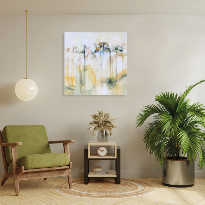 #408 80 x 80 cm | gemengde techniek op linnen by Charlot Terhaar sive Droste
