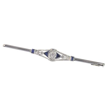 Vintage Art Deco diamond and sapphire bar brooch by Onbekende Kunstenaar