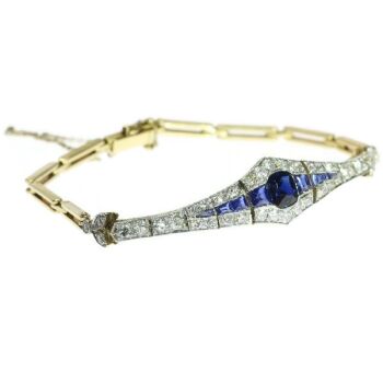 Belle Epoque gold and platinum bracelet with diamonds and sapphires by Artista Sconosciuto