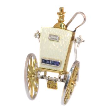 Whimsical gold brooch carriage typical Vintage Fifties style Mellerio by Unbekannter Künstler