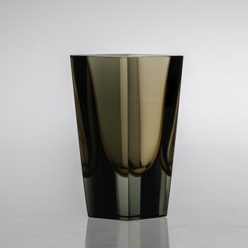 Glass Art-object “Prisma”, model KF 215 in brown and grey hues – Nuutajärvi-Notsjö, Finland 1962 by Kaj Franck