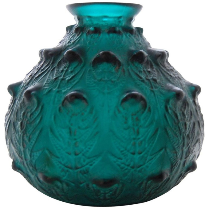 A very rare deep green ‘Fougeres’ Vase designed by R. Lalique by René Lalique