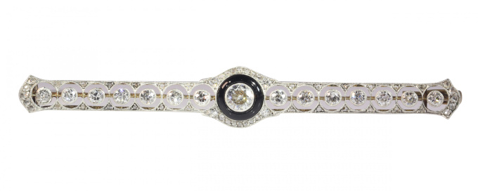 Vintage Art Deco diamond and onyx bar brooch by Artiste Inconnu
