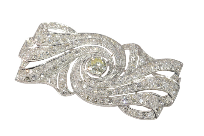 Vintage 1920's Art Deco platinum diamond brooch by Unbekannter Künstler