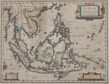 Antique map of South East Asia - Johannes Janssonius by Johannes Janssonius