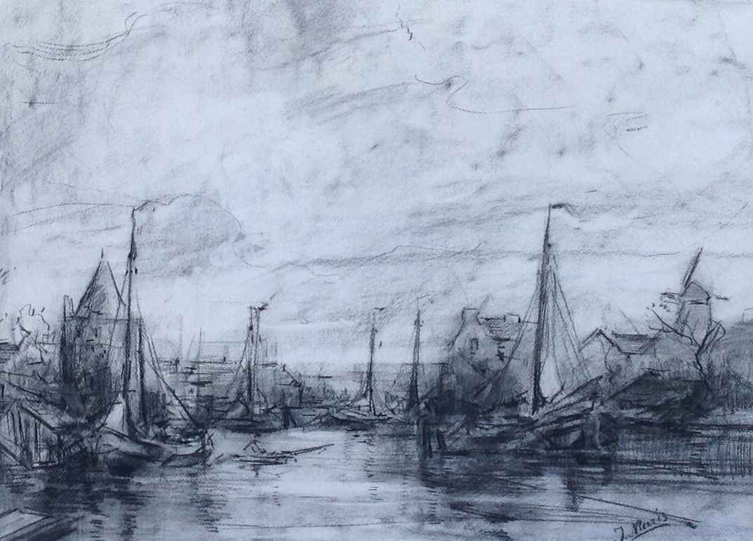 chalk drawing of Amsterdam by Jacob Maris