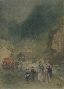 Een familie op reis in de Alpen by Charles Rochussen