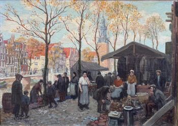 Joodse markt aan de Oudeschans (kleine versie) by Gerard Johan Staller