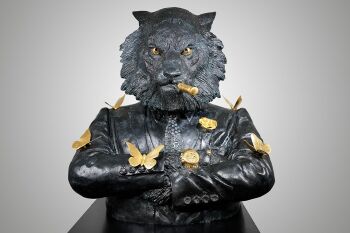 Tiger statue bronze by Yaniv Edery
