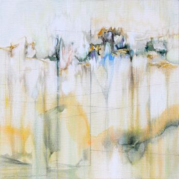 #408 80 x 80 cm | gemengde techniek op linnen by Charlot Terhaar sive Droste