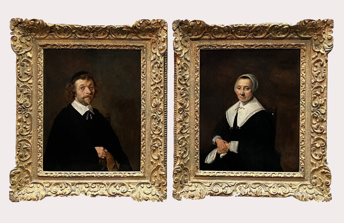 Portrait of a man and woman by Vincent Laurensz van der Vinne
