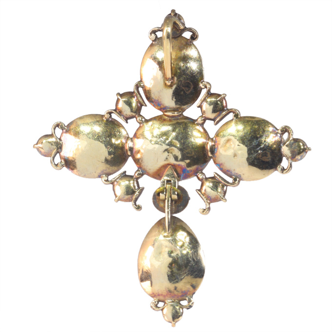 Antique French cross Badine" with large rose cut garnets made shortly after French Revolution" by Artiste Inconnu