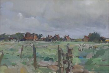 Hollands landschap by Carl Fahringer