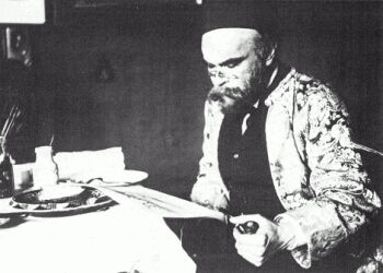 Vintage portrait photograph of Paul Verlaine (sitting) by Willem Witsen