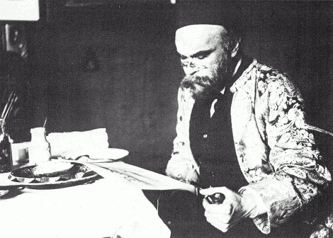 Vintage portrait photograph of Paul Verlaine (sitting) by Willem Witsen
