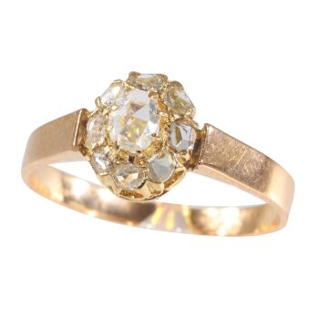 Vintage rose gold antique rozet diamond ring with rose cut diamonds by Unbekannter Künstler