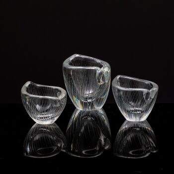 Tapio Wirkkala – Crystal Art-object, Model 3132 in three sizes – Iittala Finland 1954 & 1957 by Tapio Wirkkala