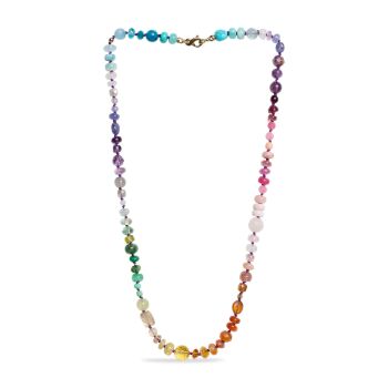 Rainbow Sapphire, Turquoise and Opal 14K Yellow Gold Necklace by Its My Gemme