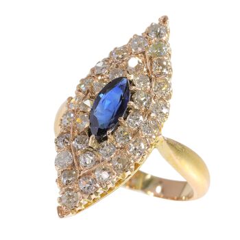 The Art of Victorian Elegance: Sapphire and Diamond Ring by Unbekannter Künstler