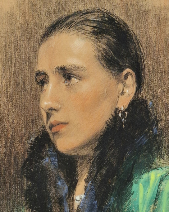 Lady with a fur collar by Cornelis (Kees) Pasmans