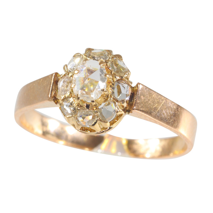 Vintage rose gold antique rozet diamond ring with rose cut diamonds by Artista Desconocido