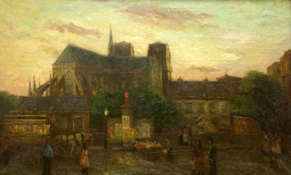 Stadsgezicht Parijs met kathedraal Notre Dame by Etienne Bosch