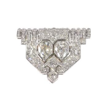 Vintage French platinum diamond Art Deco clip by Artista Sconosciuto