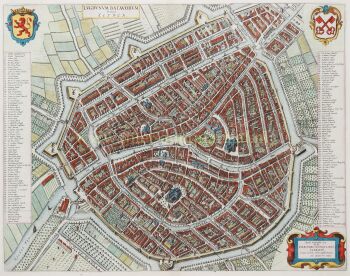 17TH CENTURY MAP OF LEIDEN by Joan Blaeu