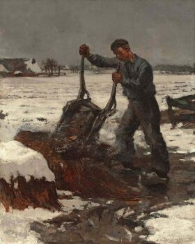 Boer met kruiwagen by Frans Langeveld