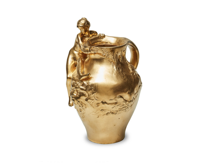 Auguste Ledru – Gilded Bronze Art Nouveau Ewer-Vase – Susse Frères, Paris by Frères Foundry Susse