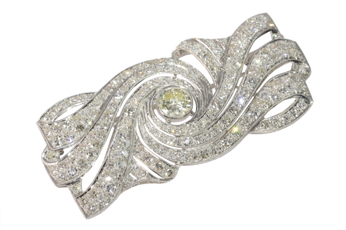 Vintage 1920's Art Deco platinum diamond brooch by Unbekannter Künstler