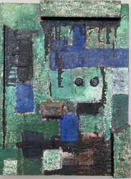 Abstracte compositie met hout by Will Leewens