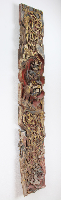 Two large Chinese carved wooden architectural wall panels, Qing dynasty, 19th century by Artista Desconocido
