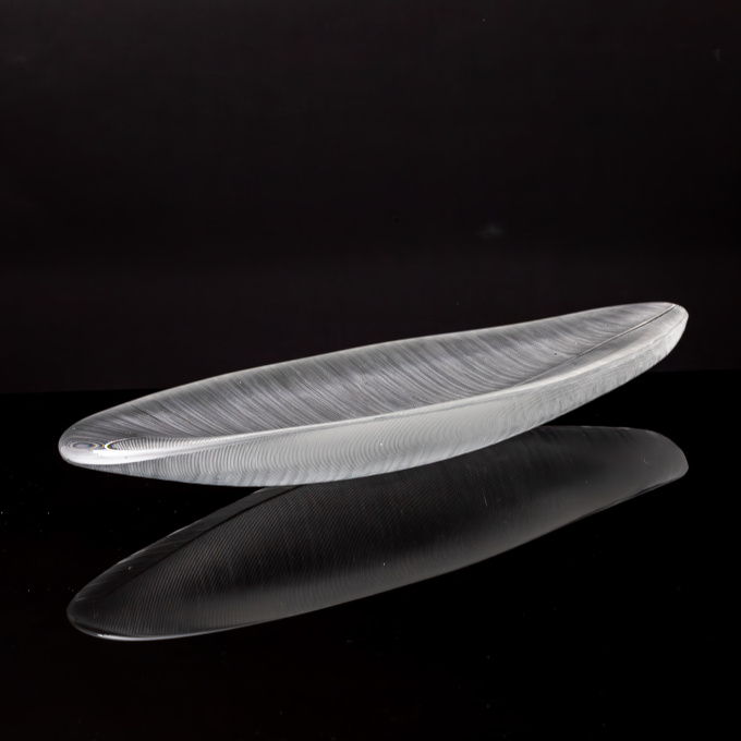 A very rare largest size comb-cut crystal Art object ‘Sulka’ (feather), model 3369 – Iittala Finland by Tapio Wirkkala